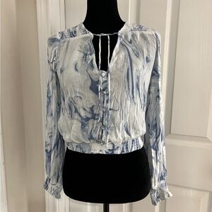 Elegant Blue and White Women's Top